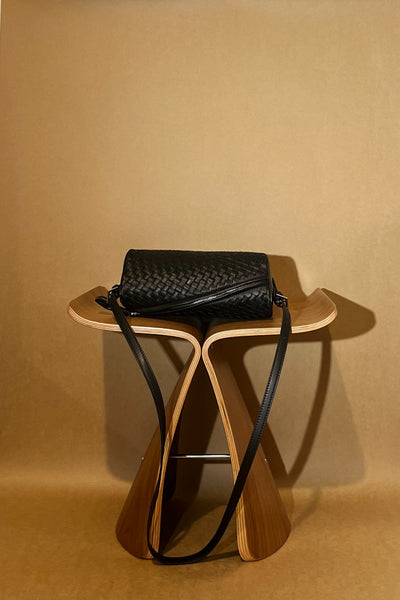 WENDYS LILLY BRIDGETTE BAG LEATHER BAG WOVEN LEATHER HAND BAG SHOULDER BAG BLACK BROWN CHOCOLATE DIAMOND BAG