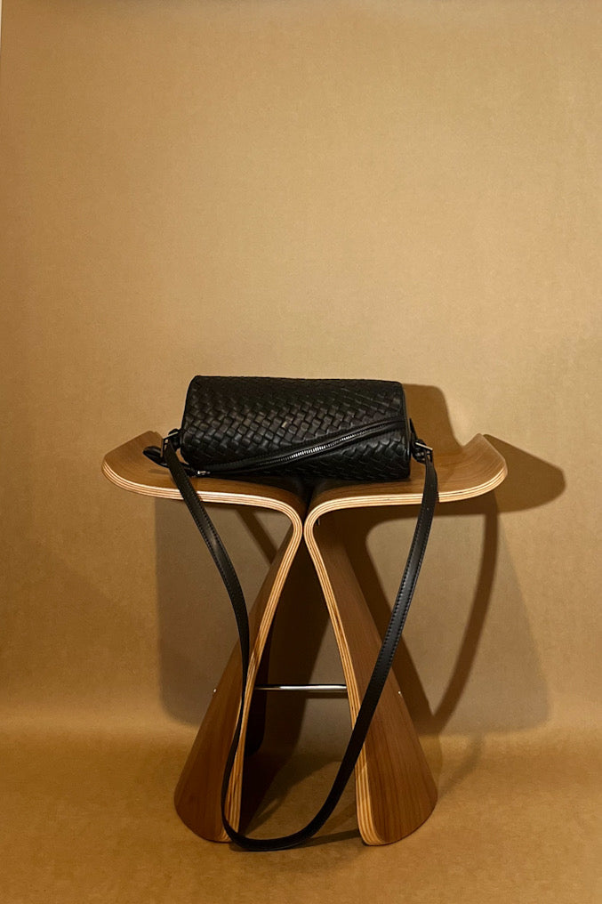 WENDYS LILLY BRIDGETTE BAG LEATHER BAG WOVEN LEATHER HAND BAG SHOULDER BAG BLACK BROWN CHOCOLATE DIAMOND BAG