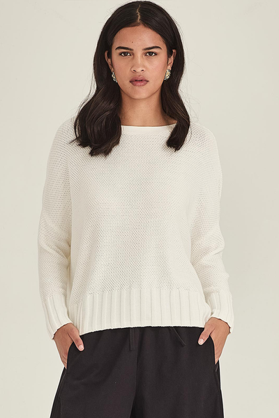 SILLS BRI SWEATER COTTON TENCEL MODAL KNIT CHALK