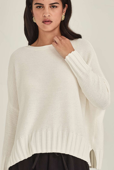 SILLS BRI SWEATER COTTON TENCEL MODAL KNIT CHALK