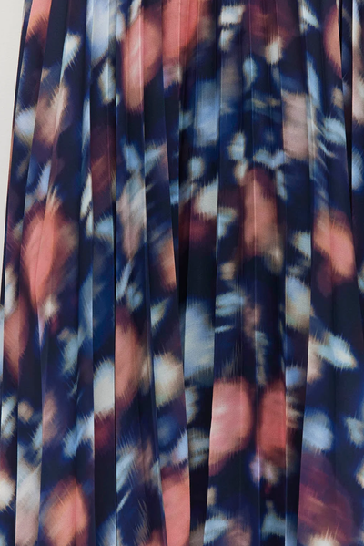 JULIETTE HOGAN BETTY PLEAT DRESS BLUE MAXI DRESS POLYESTER