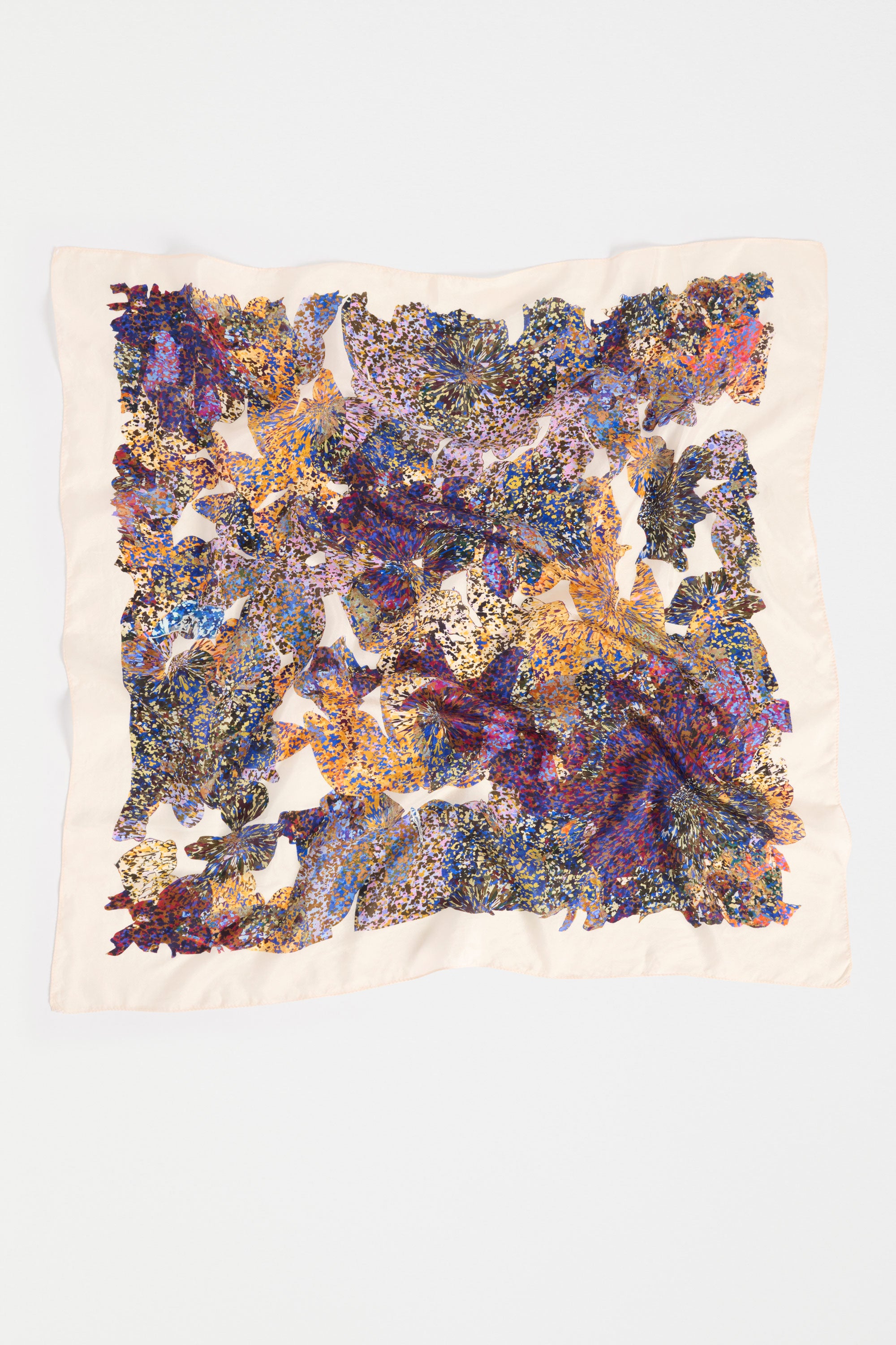 ELK LANTIS SCARF SQUARE SILK SCARF PURPLE FLORAL PRINT 