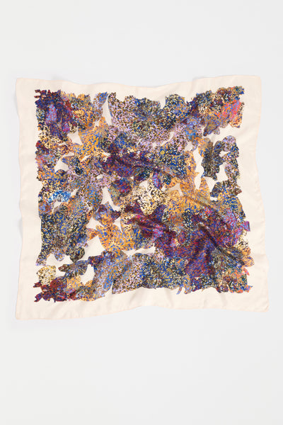 ELK LANTIS SCARF SQUARE SILK SCARF PURPLE FLORAL PRINT 