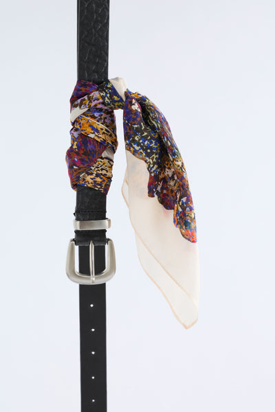 ELK LANTIS SCARF SQUARE SILK SCARF PURPLE FLORAL PRINT 