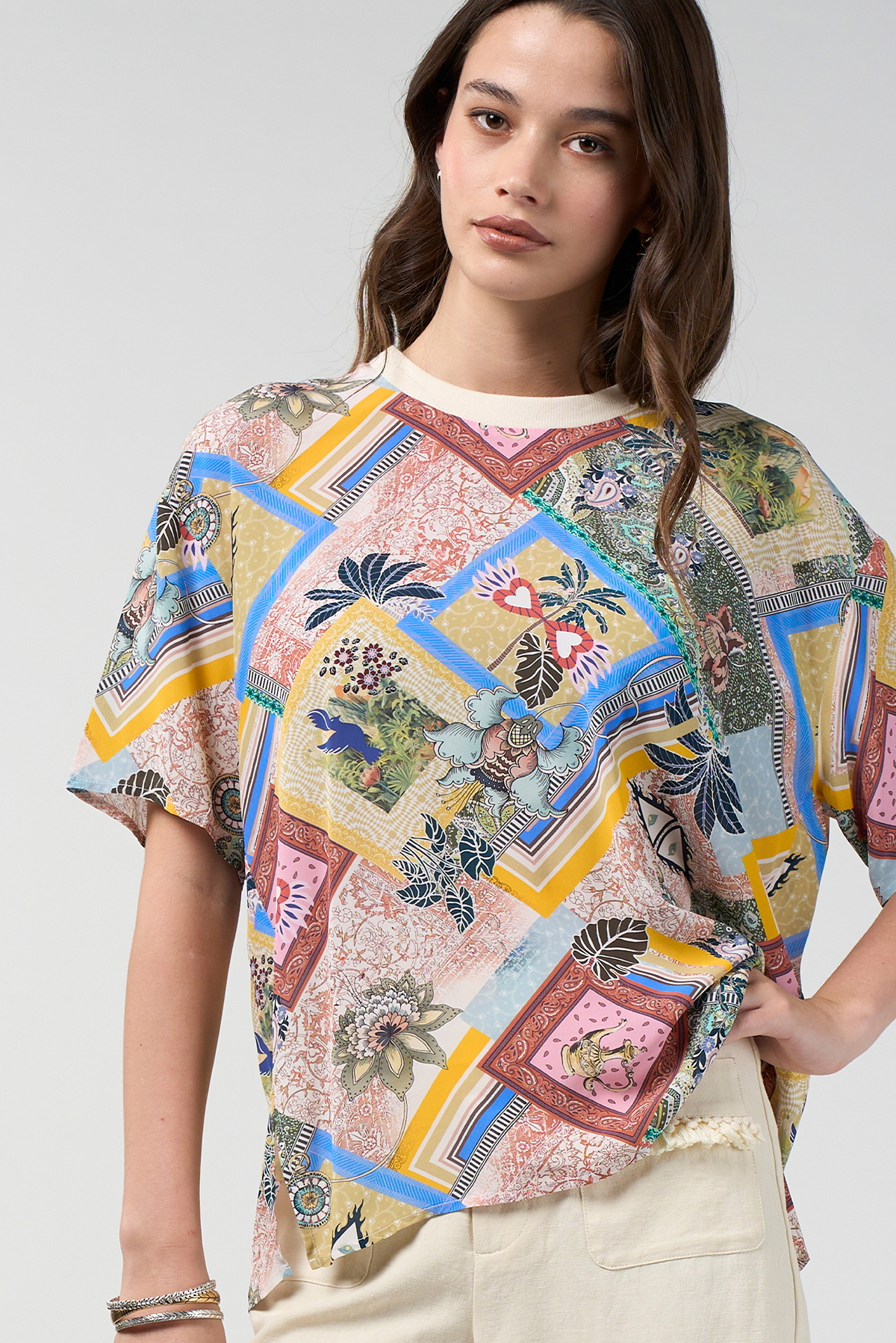LOOBIES STORY CEYLON TOP MULTI PRINT VISCOSE TEE