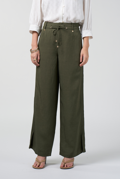 LOOBIES STORY CHENA PANT VISCOSE LINEN OLIVE GREEN TROUSER