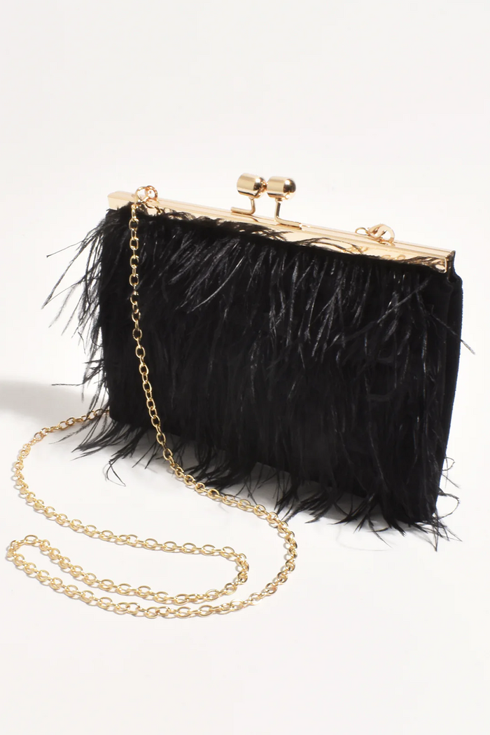 CHER FEATHER FLOATY CLUTCH