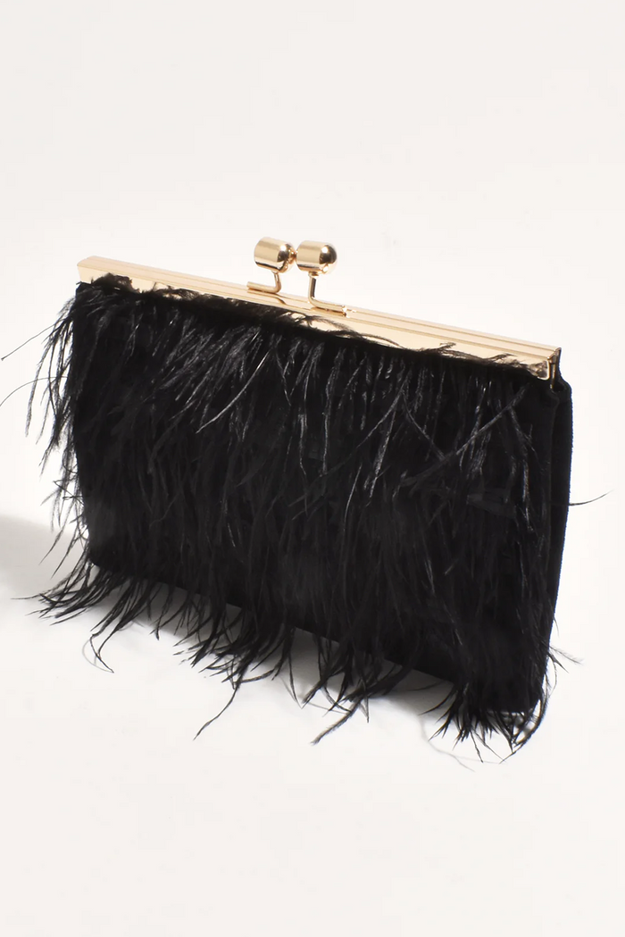 CHER FEATHER FLOATY CLUTCH