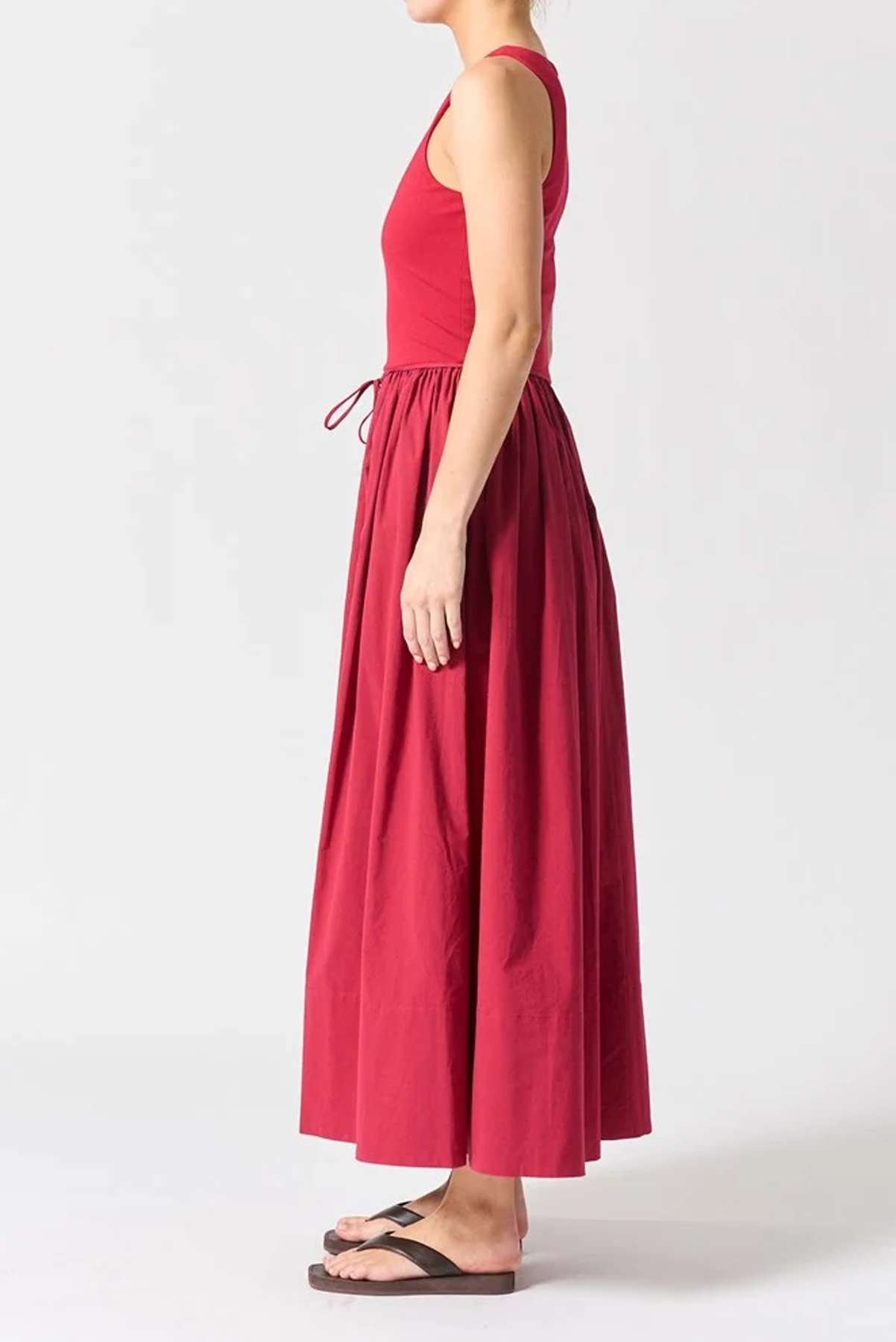 WALNUT CORSICA DRESS RED CRIMSON MIDI VISCOSE COTTON 