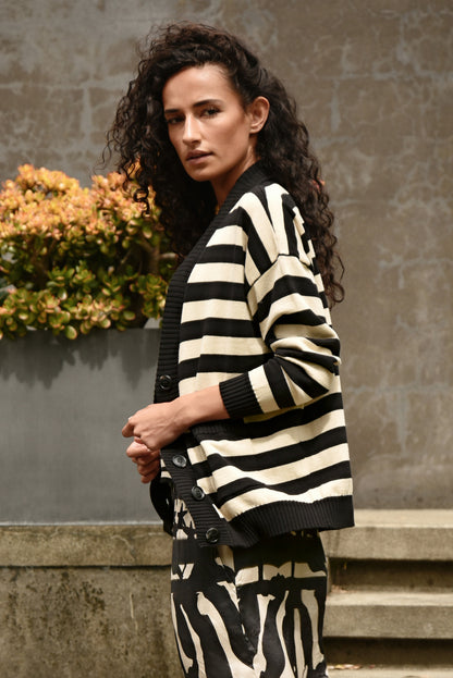 I DONT STRIPE CARDIGAN
