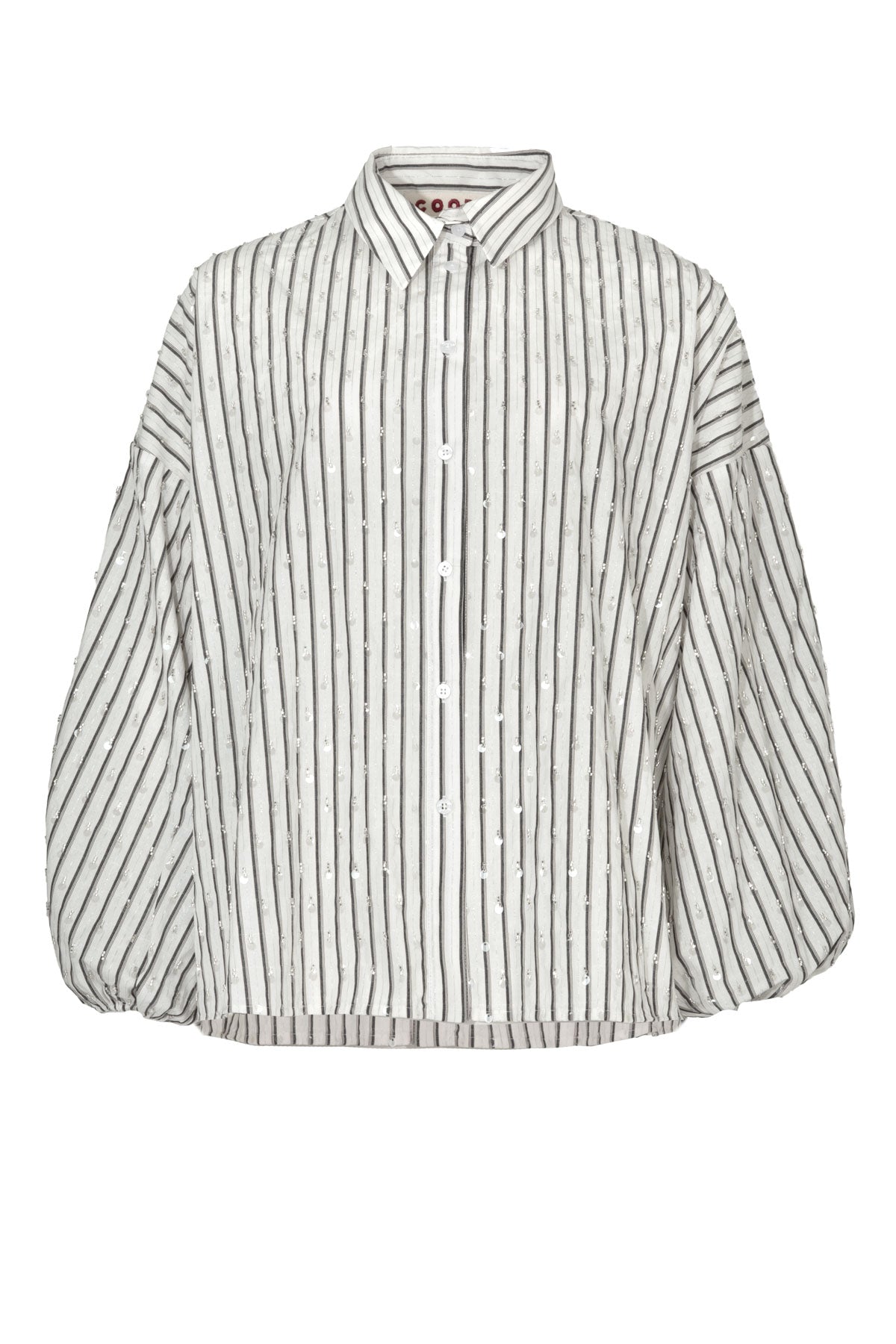 COOPER A SHIRT YOUR POWER SHIRT POLYESTER COTTON VISCOSE STRIPE SEQUIN WHITE