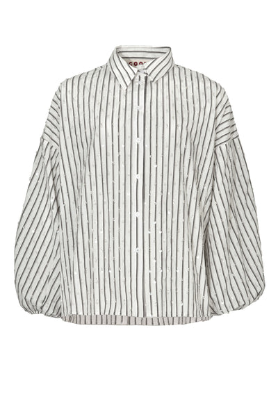COOPER A SHIRT YOUR POWER SHIRT POLYESTER COTTON VISCOSE STRIPE SEQUIN WHITE