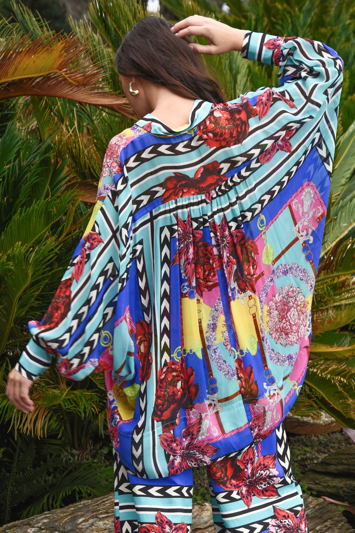 COOPER LIVING THE DREAM SHIRT VISCOSE SCARF PRITN BLUE PINK RED FLORAL 