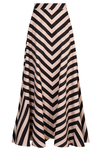 COOPER TOTALLY LINEAR SKIRT VISCOSE RAYON LINEN STRIPE MAXI SKIRT