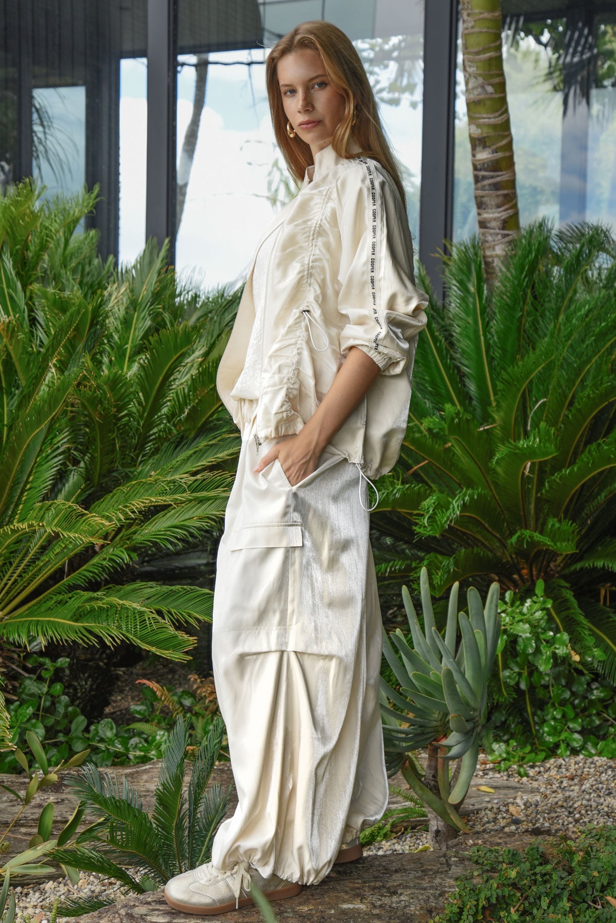 COOPER PANT ICIPATE IN STYLE PANT RAYON POLYESTER CARGO PANT IVORY 