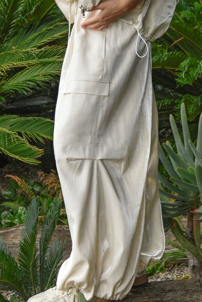 COOPER PANT ICIPATE IN STYLE PANT RAYON POLYESTER CARGO PANT IVORY 