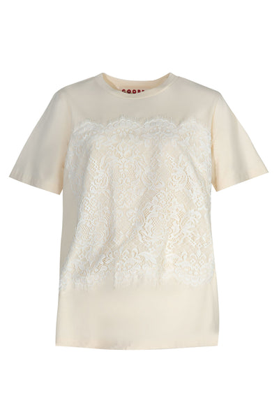 COOPER JUST TO SAVE LACE TSHIRT BLACK CREAM LACE COTTON TEE