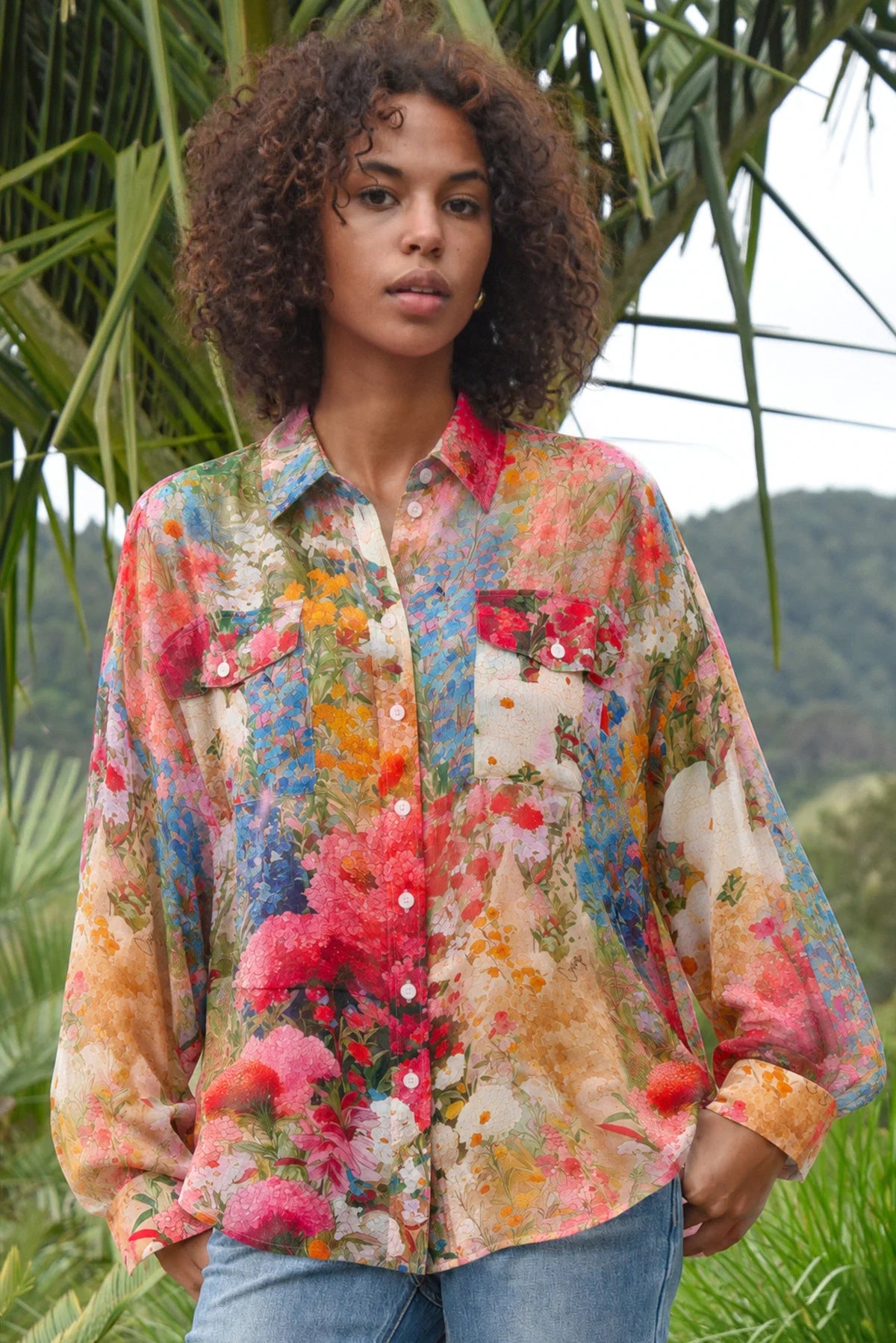 COOP BLOOM THERE DONE THAT SHIRT VISCOSE PINK FLORAL BLOUSE