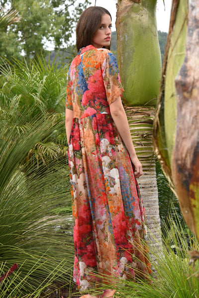COOP FLOR EVER AFTER DRESS VISCOSE PINK FLORAL SHIRT DRESS MAXI