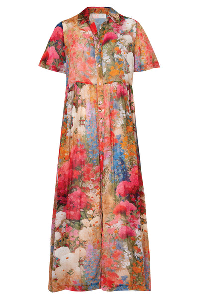 COOP FLOR EVER AFTER DRESS VISCOSE PINK FLORAL SHIRT DRESS MAXI