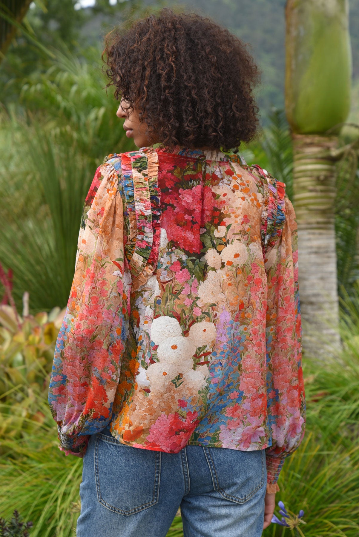 COOP MEADOW MUSE BLOUSE FLORAL RUFFLE PINK TOP VISCOSE 