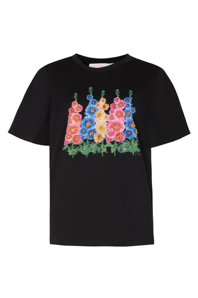 COOP FOXGLOVE AND FANCY FREE TSHIRT BLACK WHITE FLORAL TEE