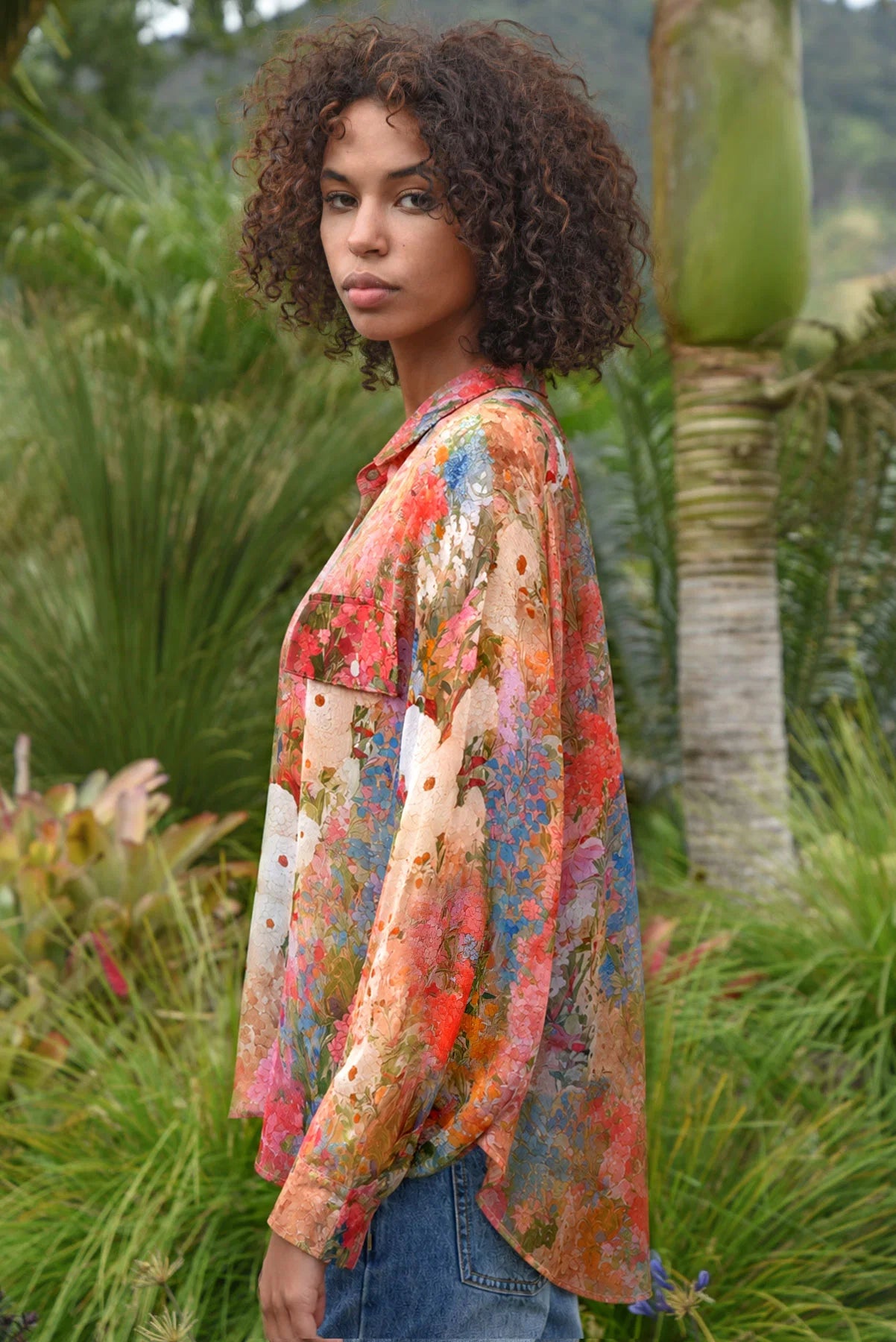 COOP BLOOM THERE DONE THAT SHIRT VISCOSE PINK FLORAL BLOUSE