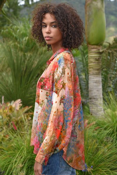 COOP BLOOM THERE DONE THAT SHIRT VISCOSE PINK FLORAL BLOUSE