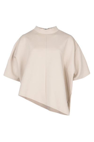 CURATE LOUNGE EFFECT TOP COTTON POLYESTER ELASTANE BONE NATURAL TEE
