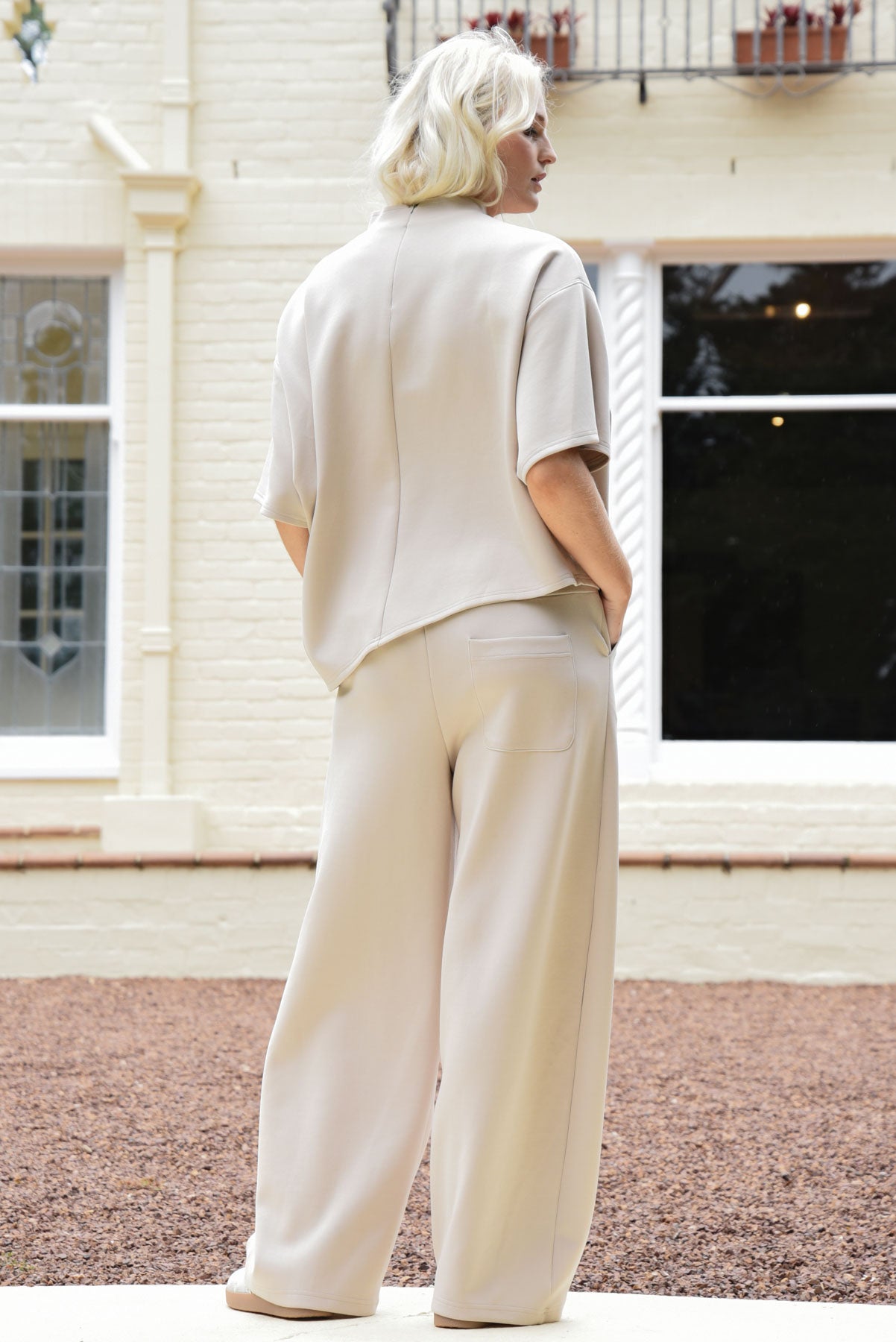 CURATE WALK YOU DOWN PANT COTTON POLYESTER ELASTANE BONE TROUSER