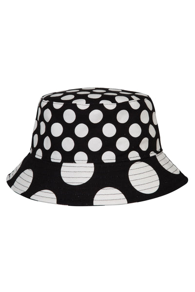 CURATE BRIMMING WITH JOY HAT COTTON BUCKET HAT SPOT BLACK AND WHITE
