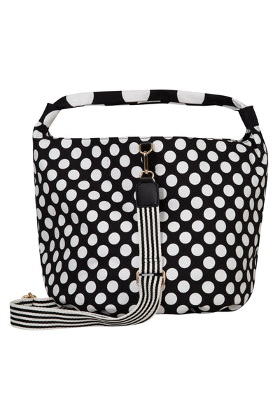 CURATE FULL VOLUME BAG LARGE COTTON BLACK AND WHITE SPOT TOTE BAG