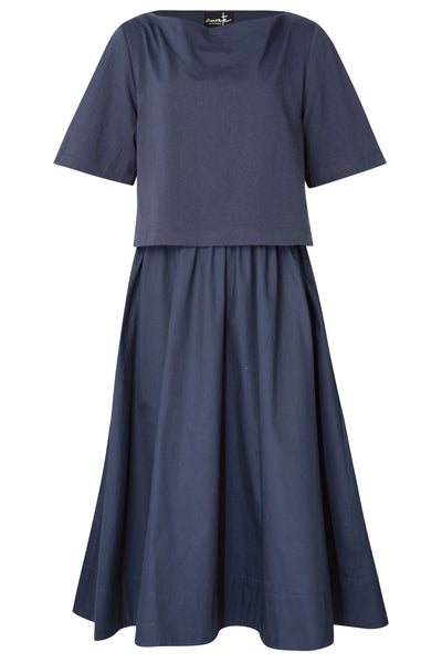 CURATE PERFECT COMBINATION DRESS COTTON NAVY MIDI TEESHIRT DRESS MIDI