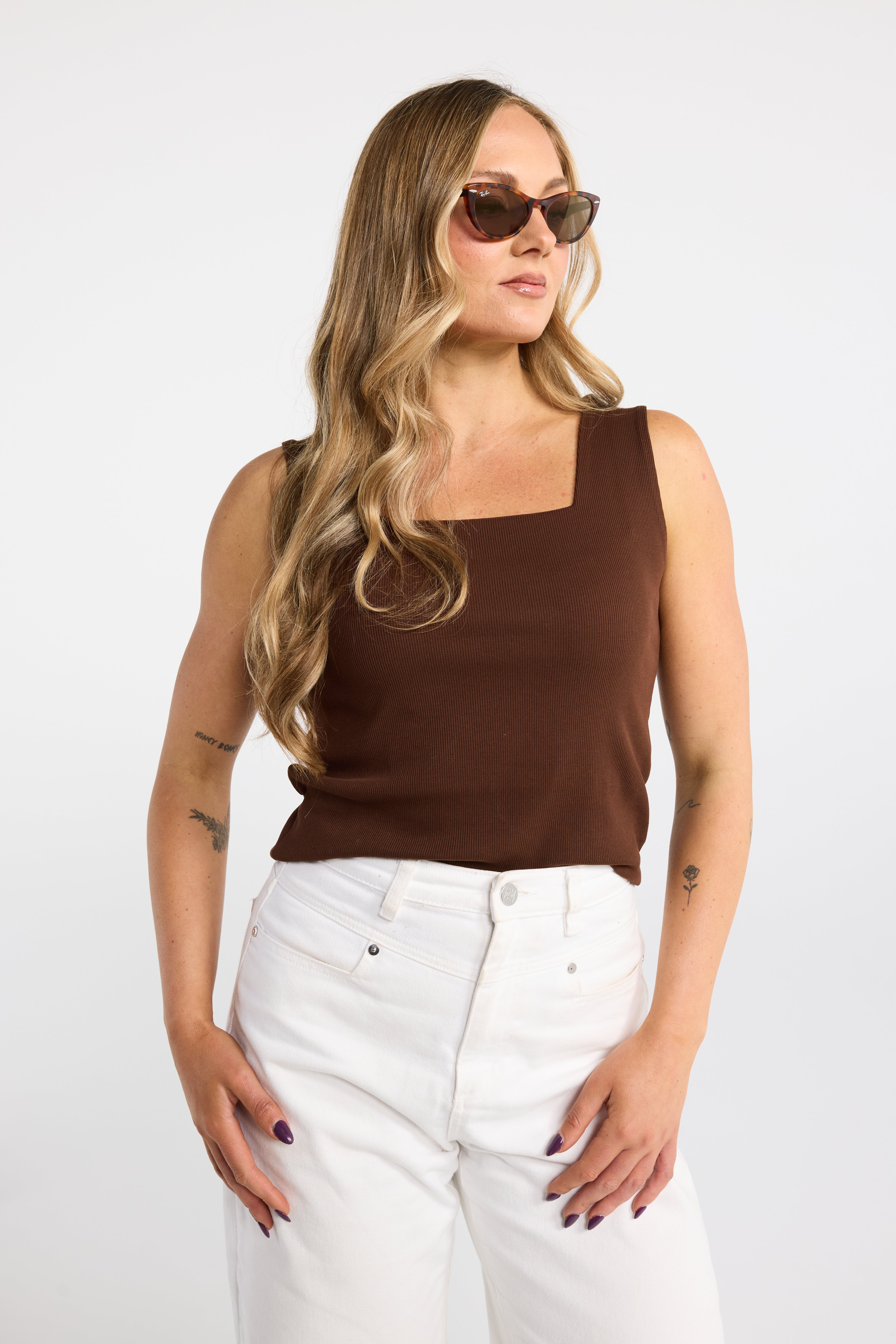 INK CUBE TANK BROWN WHITE GREY BROWN SINGLET WHITE SINGLET GREY SINGLET SQUARE NECK TOP BROWN TANK WHITE TANK GREY TANK