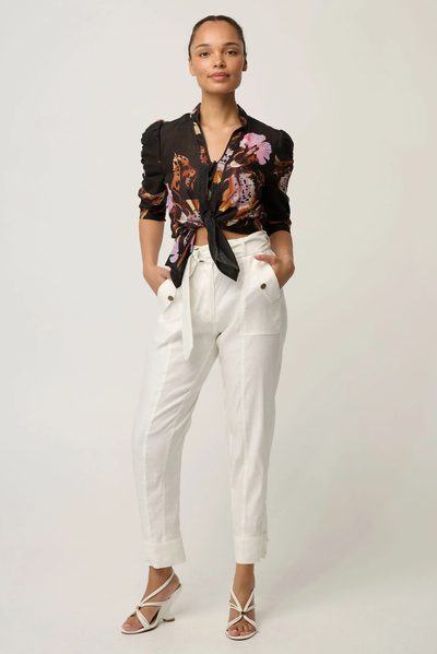 ONCE WAS CALANTHA BLOUSE COTTON SILK SUNSET FLORAL BLACK SHIRT