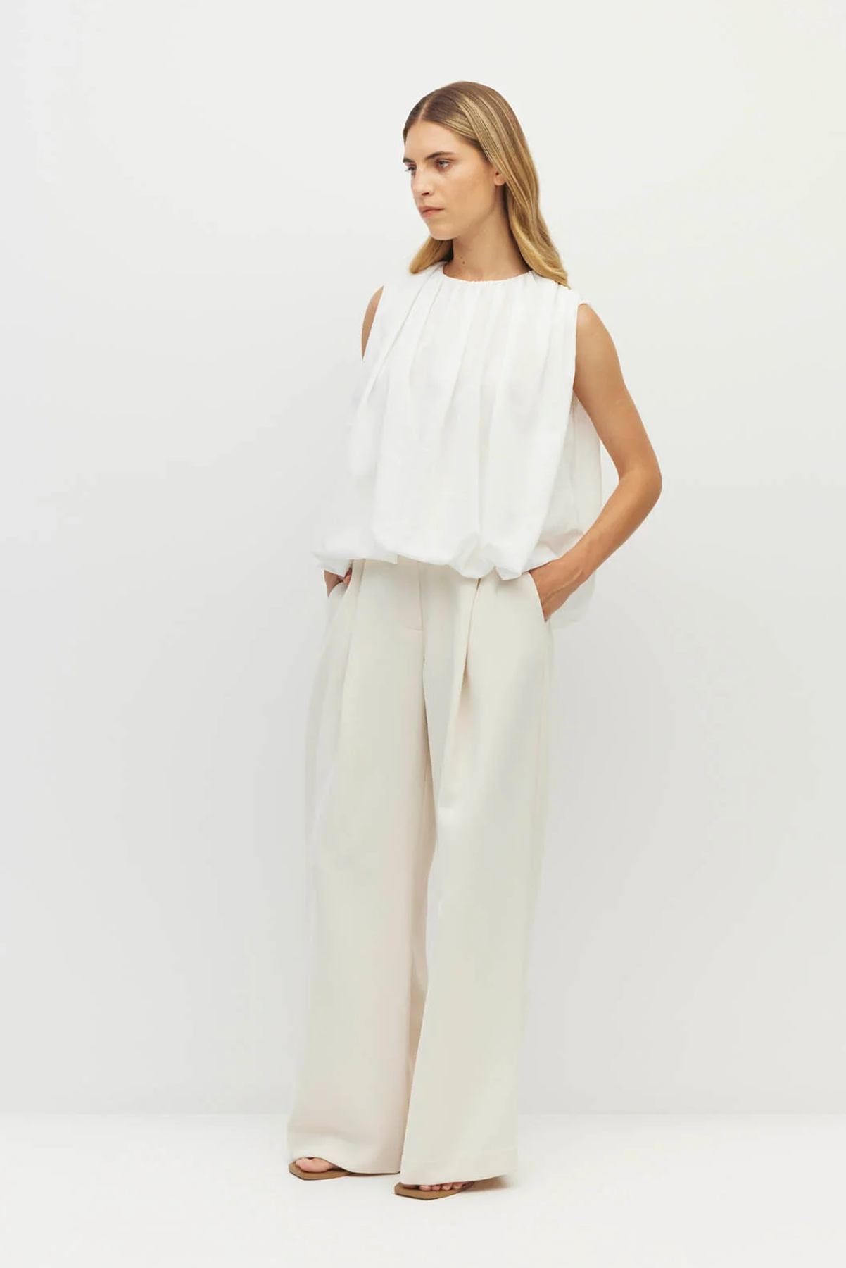 JULIETTE HOGAN CALDER TOP POLYESTER WHITE