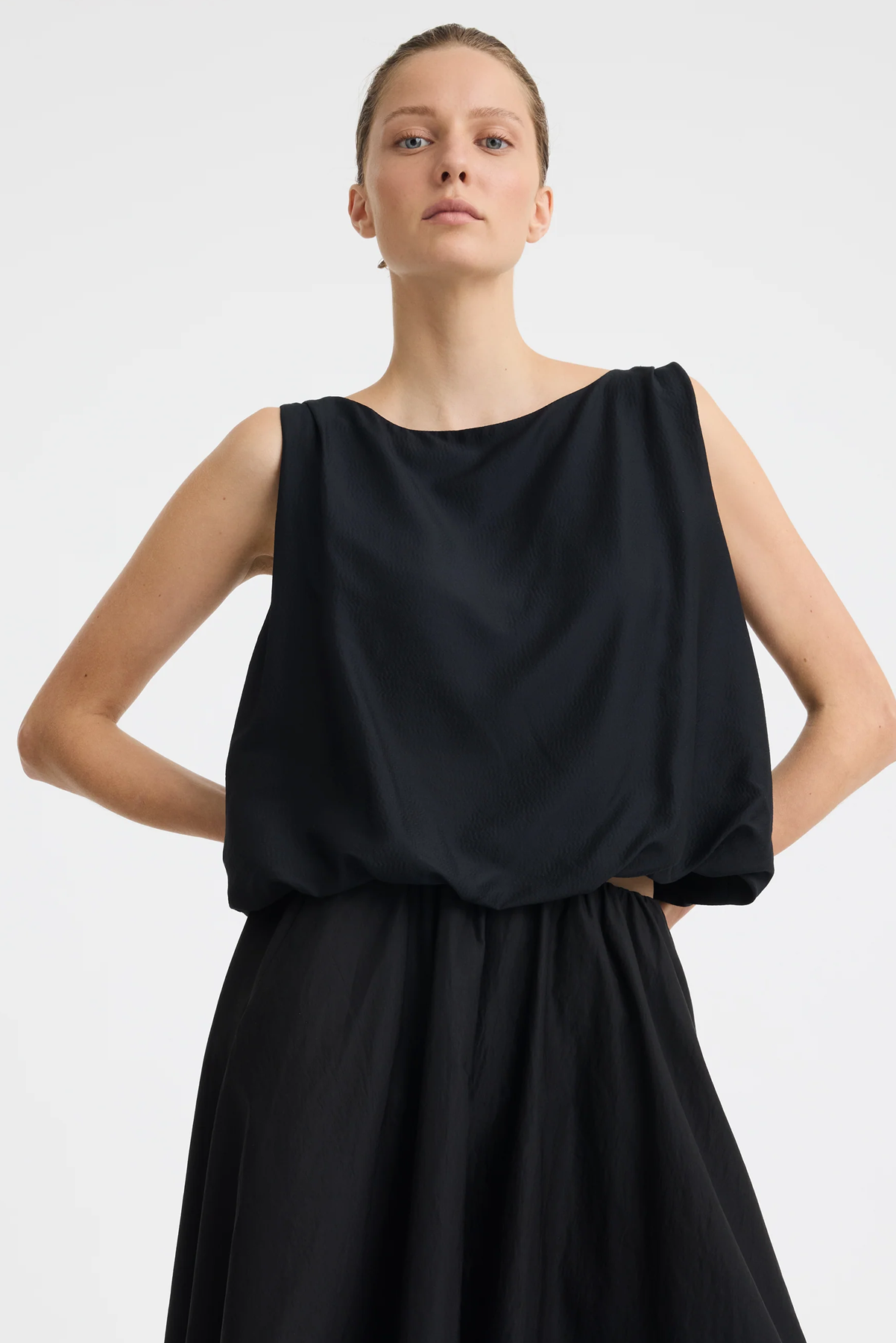 MORRISON CELINE BUBBLE TOP MODAL VISCOSE SILK BLACK WHITE 
