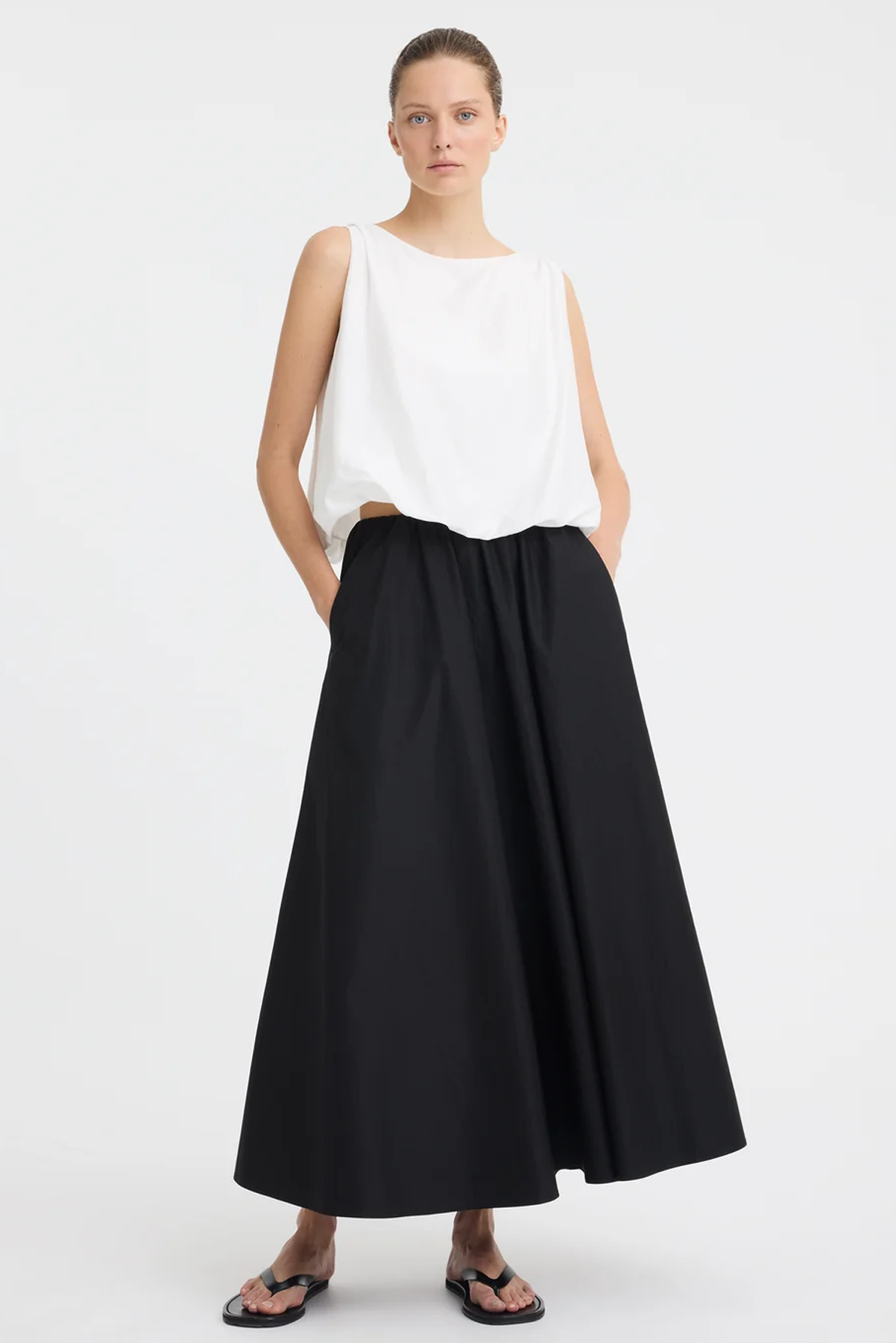 MORRISON CELINE BUBBLE TOP MODAL VISCOSE SILK BLACK WHITE 