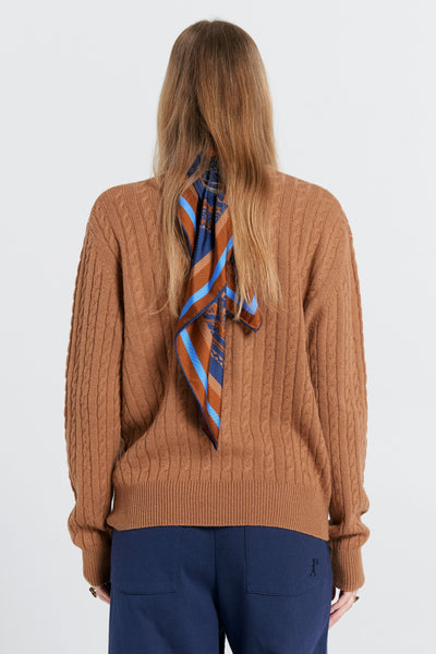 KAREN WALKER CLASSIC CABLE KNIT SWEATER TAN MERINO CASHMERE KNITWEAR