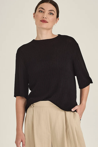 CAROLINE SILLS CRINKLE KNIT TEE VISCOSE POLYAMIDE TOP