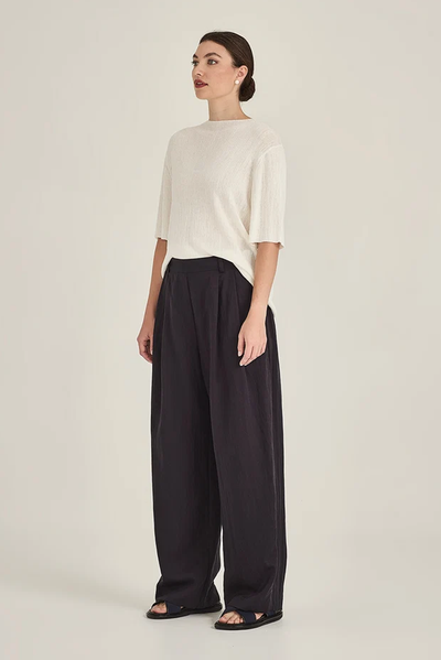 CAROLINE SILLS CRINKLE KNIT TEE VISCOSE POLYAMIDE TOP