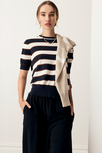 POL DARCEY STRIPE KNIT TEE KNIT COTTON BLACK PINK NAVY INK
