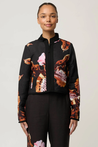 ONCE WAS DELRAY REVERSIBLE JACKET LINEN VISCOSE BLACK FLORAL JACKET