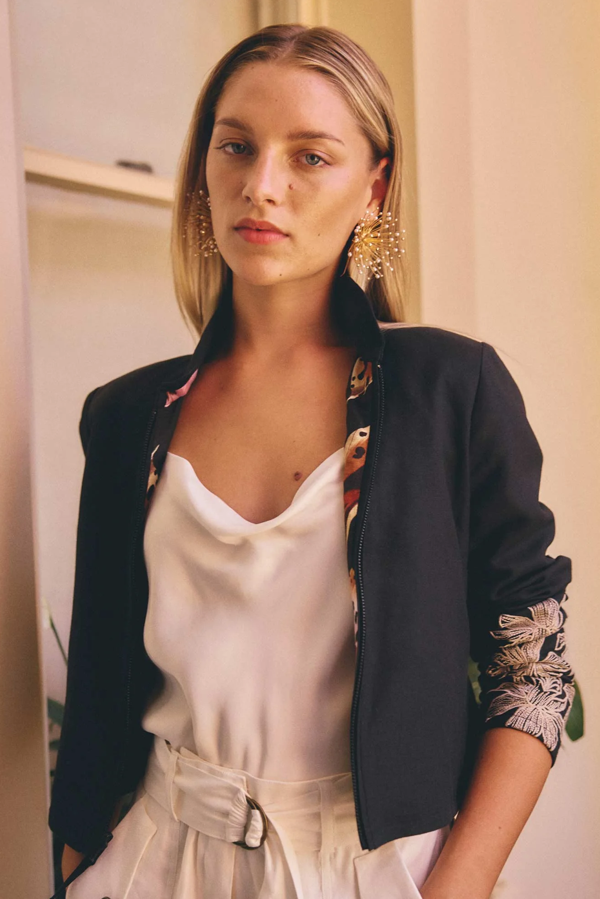 ONCE WAS DELRAY REVERSIBLE JACKET LINEN VISCOSE BLACK FLORAL JACKET