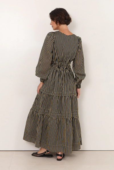 ADORNE ELIANA DRESS STRIPE COTTON MAXI DRESS