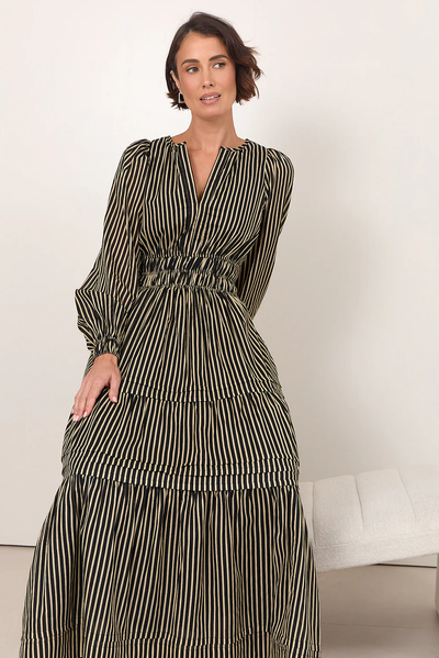 ADORNE ELIANA DRESS STRIPE COTTON MAXI DRESS
