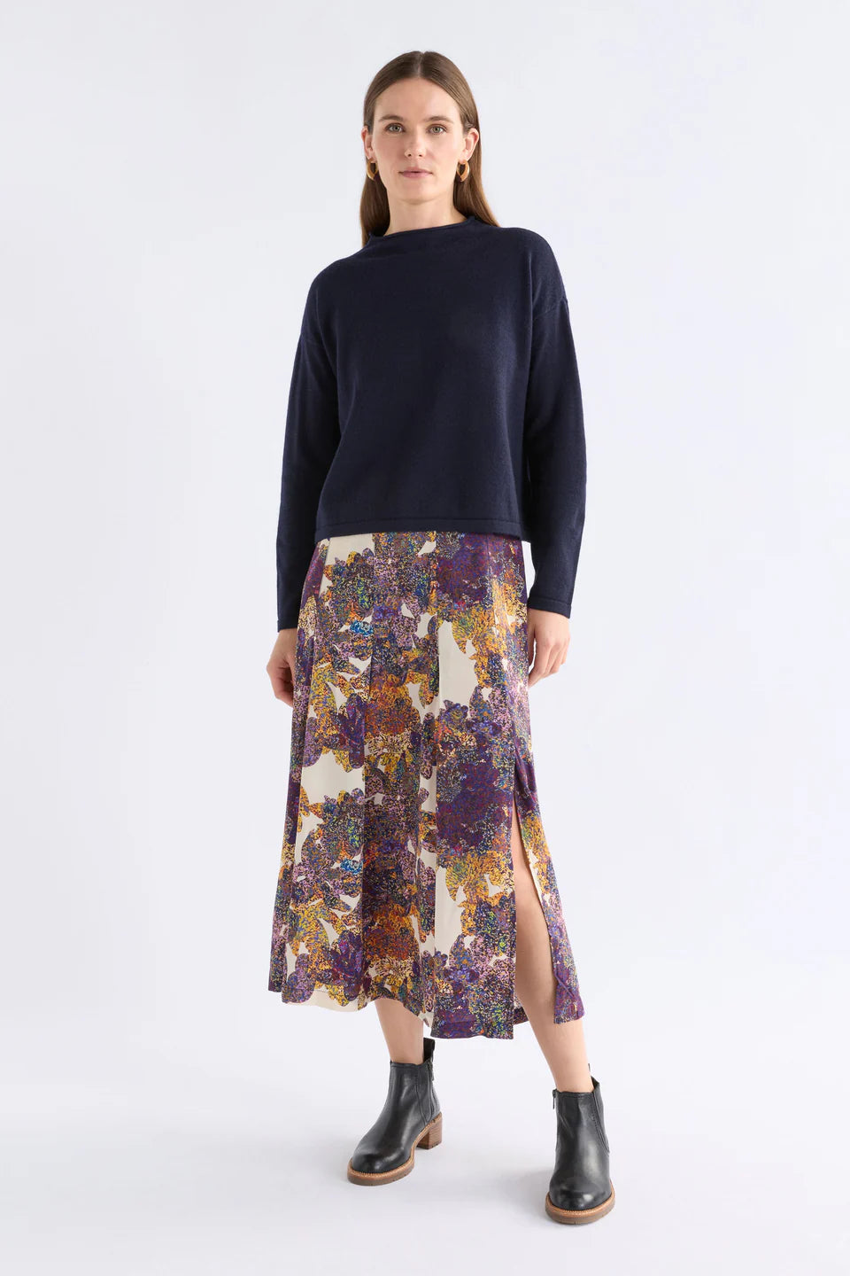 ELK ELSEN SKIRT LANTIS PRINT COLOURFUL FLORAL PRINT MIDI SKIRT