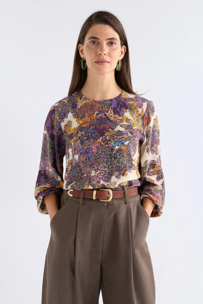 ELK ELSEN TOP LANTIS PRINT COLOURFUL FLORAL BELL SLEEVE 