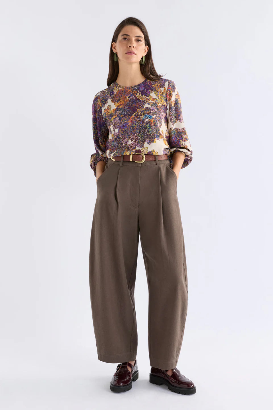 ELK ELSEN TOP LANTIS PRINT COLOURFUL FLORAL BELL SLEEVE 