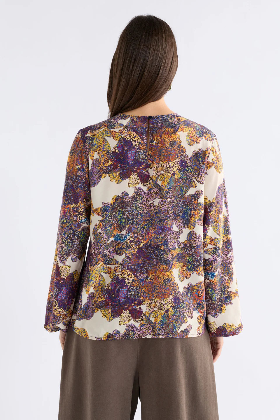 ELK ELSEN TOP LANTIS PRINT COLOURFUL FLORAL BELL SLEEVE 